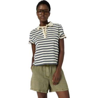 Gerard Darel Marcie Polo Striped Shirt in Navy Blue at Nordstrom, Size X-Large