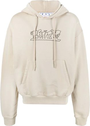 Off-white Hoodies, male, Beige, M, Graffiti Logo Beige Hoodie