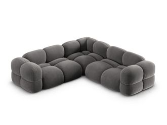 Cosmopolitan Design Sof&aacute; esquinero 4 plazas terciopelo gris