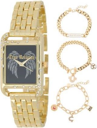 True Religion Crystal Logo Bracelet Watch, 25mm in Gold at Nordstrom Rack