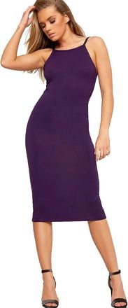 The Celebrity Fashion Womens Celeb 90s High Square Neck Cami Bodycon Strappy Bralet Midi Party Dress Purple