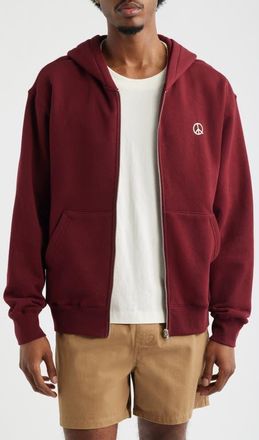Museum of Peace and Quiet Wordmark Zip Hoodie in Burgundy at Nordstrom, Size Xx-Large