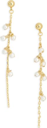 Nordstrom Rack Faux Pearl Linear Drop Earrings in White- Gold at Nordstrom Rack