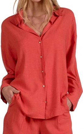 Elan Long Sleeves Top And High-Rise Pant Set In Red