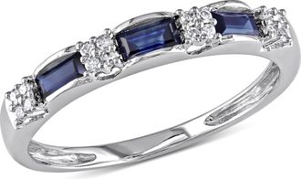 Mimi & Max 1/2 CT TGW Sapphire and Diamond Accent Eternity Ring in 10K White Gold