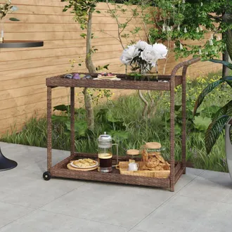 vidaXL Carrito De Bar Rat&aacute;n Sint&eacute;tico Marr&oacute;n 100x45x83 Cm Vidaxl