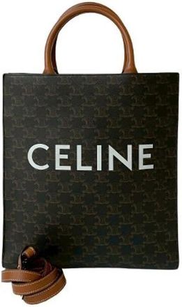 Celine Pre-owned Tote Bags, female, Brown, Size: ONE SIZE Pre-owned Vertical Cabas Small Leather 2way bag
