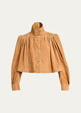 Chlo&eacute; Shirred Suede Jacket