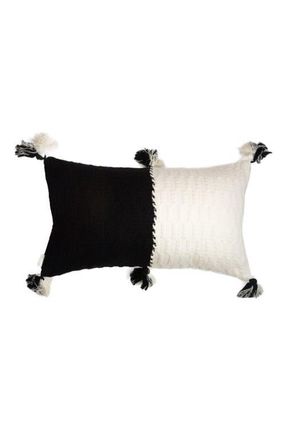Archive New York Antigua Colorblocked Handwoven Cotton Throw Pillow | 12x20 in Black And Ivory at Nordstrom