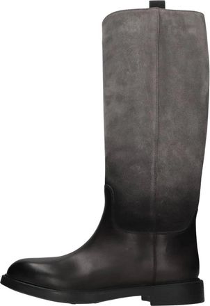 Doucal's Ronde Neus Hoge Laarzen - Dames - Hoge Laarzen - Grijs - 40 EU - Leer - Schoenen
