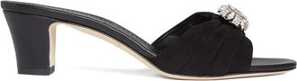 Manolo Blahnik Mules plissettate Ansaklo 50mm - Nero