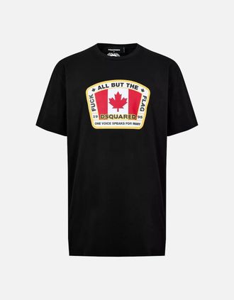 Dsquared2 Mens Dsquared2 Canadian Flag Patch T-Shirt in Black - Size: 36