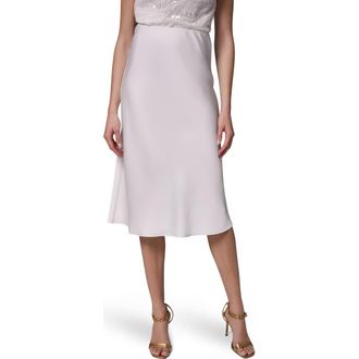 DKNY Satin Midi Skirt in Cream at Nordstrom, Size 14