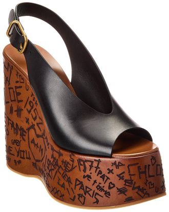 Chlo&eacute; Maxime Leather Wedge Sandal
