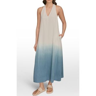 DKNY V-Neck Sleeveless Maxi Dress in Washed Indigo D at Nordstrom, Size X-Small