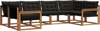 vidaXL Conjunto De Sof&aacute;s De Exterior 6 Uds. Natural Y Negro Vidaxl