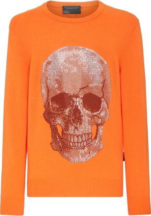 Philipp Plein Cashmere Pullover Round Neck LS Iconic Plein with Crystals
