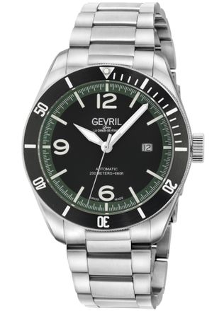Gevril Group Mens Yorkville Swiss Automatic Sellita SW200 Black Dial Green Zone, 316L Stainless Steel Watch - Silver - One Size