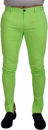 Dolce & Gabbana Main Line Collection Lichtgroene Broek - Heren - Slim Fit Broeken - Groen - M - Katoen - Broeken