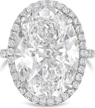 Diana M. Jewels Platinum 12ct lab grown Oval Diamond Halo Pav&eacute; Ring