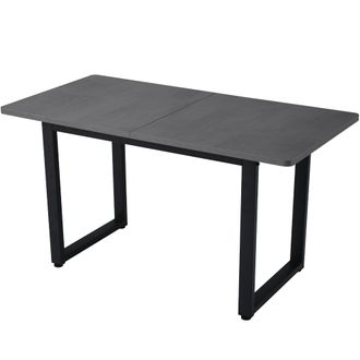 STILVORA Mesa De Comedor Rectangular En Tablero De Part&iacute;culas Con Patas Gruesas Y Estilo Industrial - 140&times;70&times;75 Cm, Gris Y Negro
