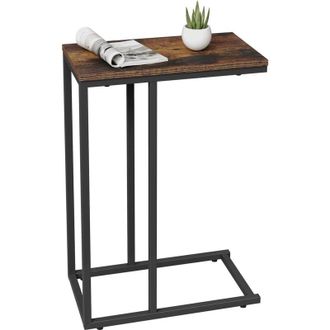 Woltu Woltu - Mesa Auxiliar Para Sala De Estar, Mesa De Centro, Sof&aacute;, Mesa Consola, Marr&oacute;n R&uacute;stico Y Negro