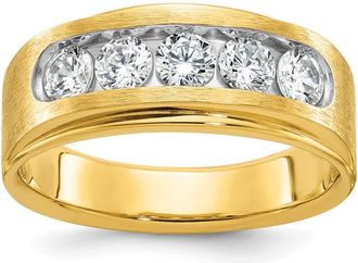 Diamond2Deal 14k Yellow Gold Lab Grown Diamond 5-Stone Band Ring 1Ct Clarity- VS Color- G-H