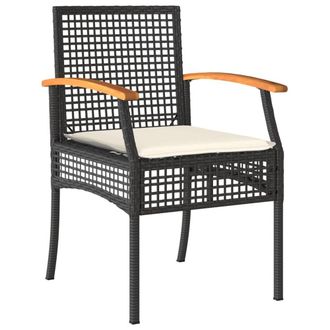Berkfield Home Beautiful 5 Piece Garden Dining Set with Cushions Black Poly Rattan