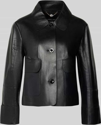Marc Cain Lederjacke mit Pattentaschen in Black, Größe 36