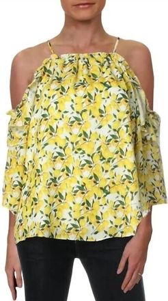 Parker Lemon Print Off The Shoulder Blouse In Yellow
