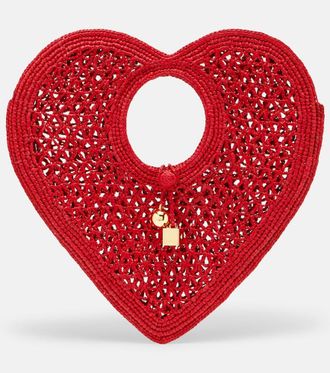 Jacquemus Borsa a mano Spiaggia Coeur Small in rafia