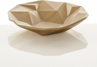 Oresteluchetta Vaciabolsillos decorativo de cer&aacute;mica dorada mate 8x40x40 cm