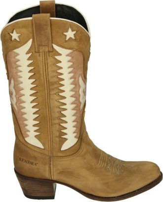 Sendra Western Dameslaars Cognac Nubuck Laars - Dames - Cowboylaarzen - Bruin - 41 EU - Schoenen