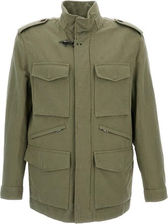 Fay Washed Cotton and Linen Explorer Field Jacket with Iconic Metal Hook