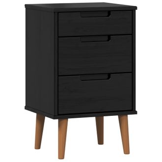vidaXL Mesa De Noche Molde Negro 40 X 35 X 65 Cm Madera De Pino Maciza Vidaxl