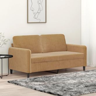 vidaXL Sof&aacute; De 2 Plazas Terciopelo Marr&oacute;n 140 Cm Vidaxl