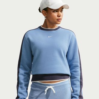 Nike Womens Studio Fleece Medium Weight Crew in Blue | IV4944-486