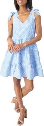 Gibsonlook Polka Dot Tie Strap Tiered Cotton Dress in French Blue Dot at Nordstrom Rack, Size Xx-Small