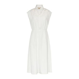 Valentino Garavani Sangallo Embroidered Midi Dress - female - Valentino Garavani - Shirt Dresses - White - XS - Dresses
