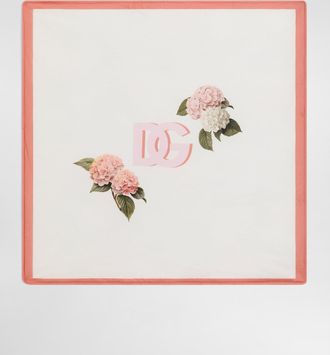 Dolce & Gabbana Smooth Jersey Blanket With Hydrangea Print - Woman Multicolor Onesize