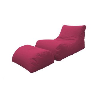 Talamo Italia Dmora Chaise Longue De Salon Moderne, Made In Italy, Fauteuil Avec Repose-pieds En Nylon, Pouf Rembourr&eacute; Pour Chambre, 120x80h60 Cm, Couleur Fuchsia