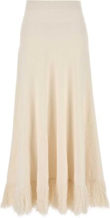 Bottega Veneta Womens Boucle Maxi Skirt - Ivory Cotton - Size Small