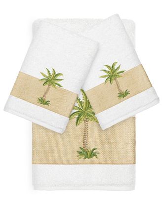 Linum Home Textiles Turkish Cotton Colton 3Pc Embellished Bath & Hand Towel Set