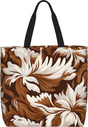 Generic Brown And White Pattern Handbag Reusable Shopper Bag Foldable Handbags For Work Daily Use Ladies