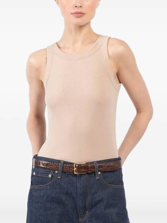 Velvet ribbed round-neck tank top - Neutrals