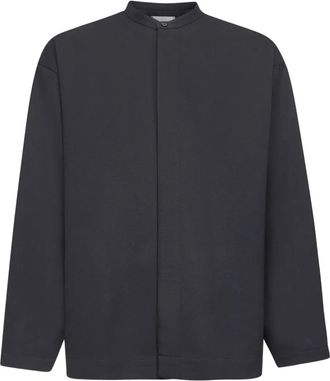 STUDIO NICHOLSON long sleeve shirt - men - Polyester/Virgin Wool - M - Black