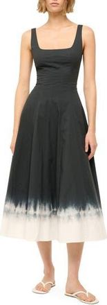 Staud Wells Dip Dye Stretch Cotton Dress in Onyx Ombre at Nordstrom Rack, Size 16