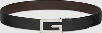 Gucci Reversible Belt With Square G Buckle, Size Gucci 70, Black, Leather