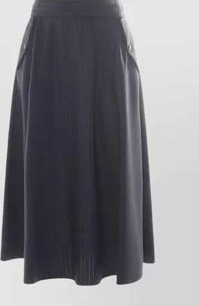 Golden Goose virgin wool striped midi a-line skirt