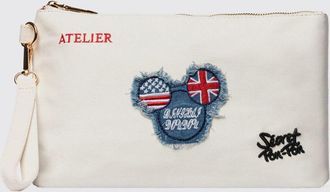 Secret Pon Pon Pouch Saint Tropez in canvas con ricamo